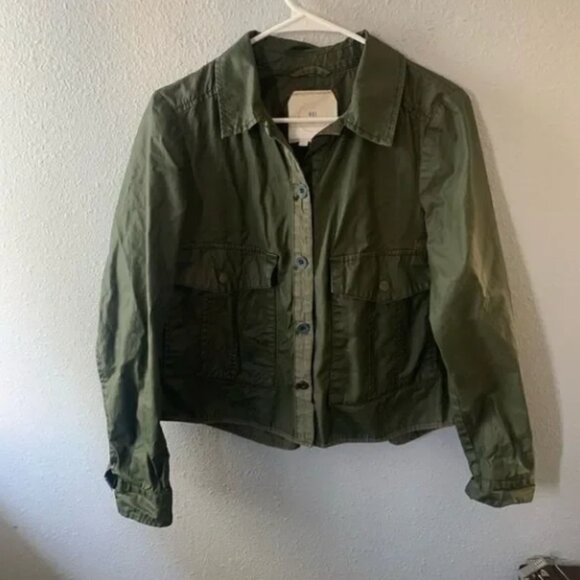 Hei Hei Anthro Green Cropped Waxed Utility Jacket - Picture 1 of 4
